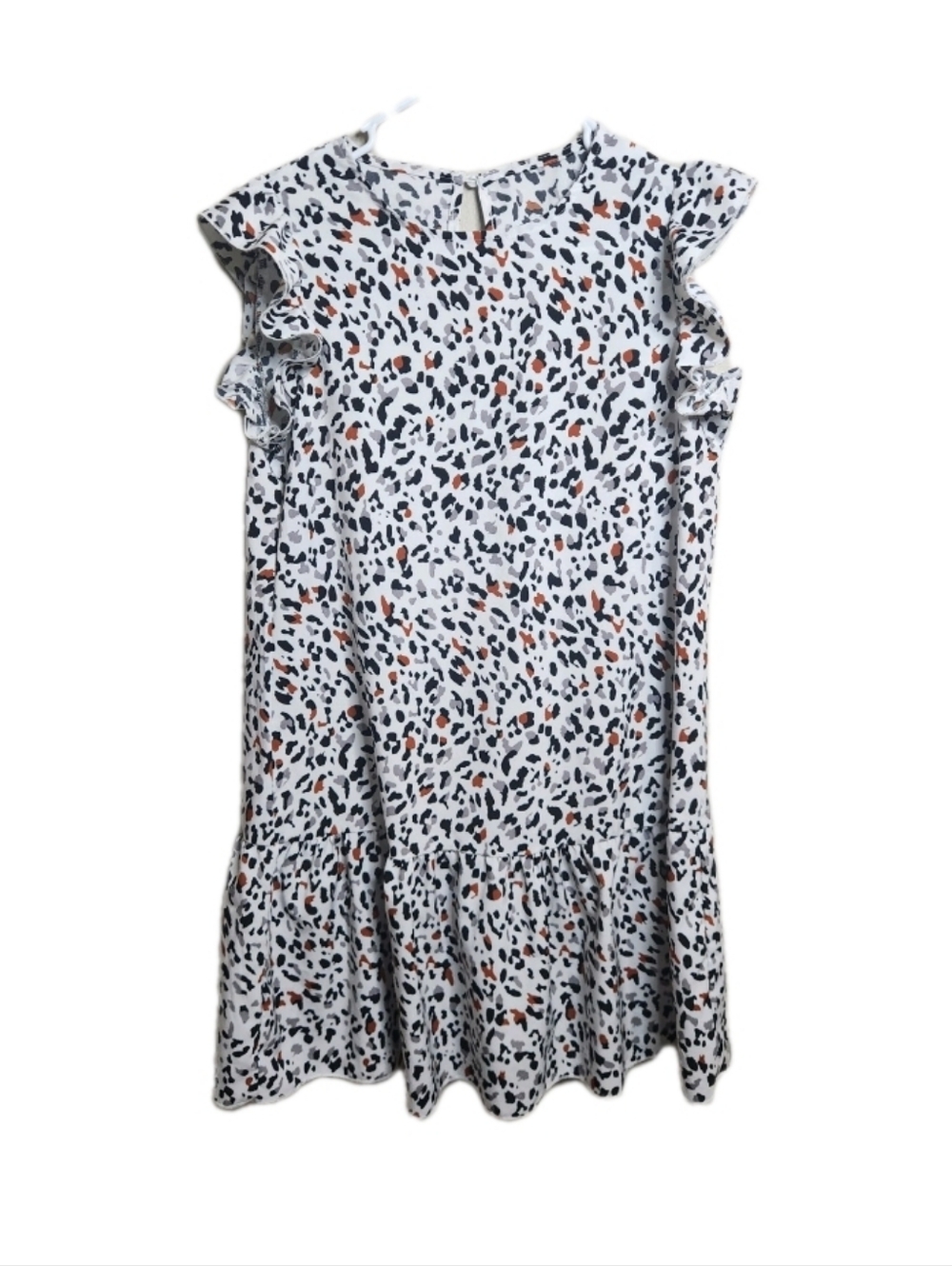 White Leopard Print Short Sleeve Dress Size Small
